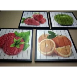 4 cuadros decorativos de frutas para la cocina