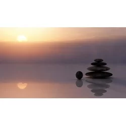 Cuadro Zen puesta de sol con piedras